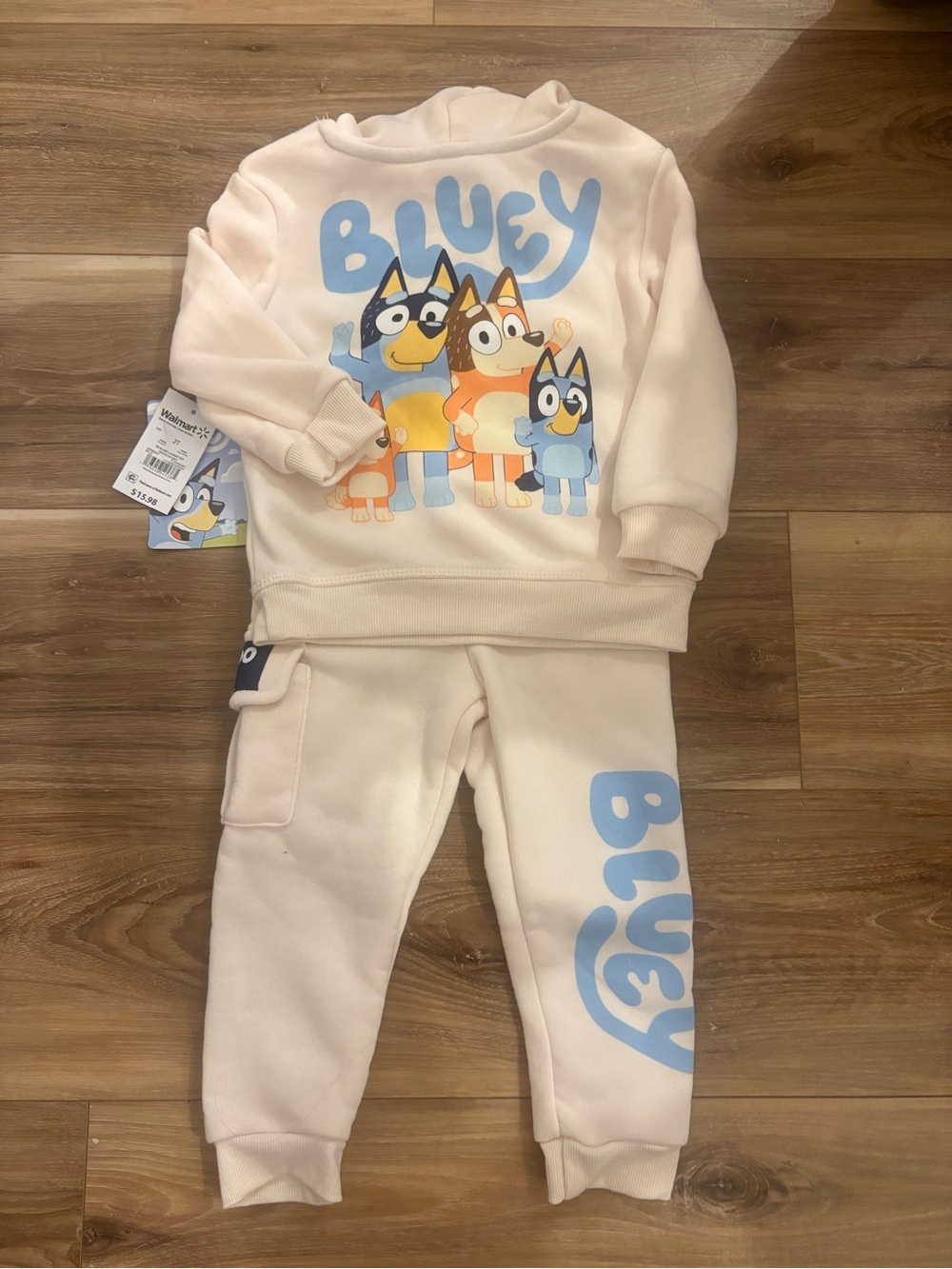 Cream Bluey Graphic Sweatpants & Jogger Set for Kids